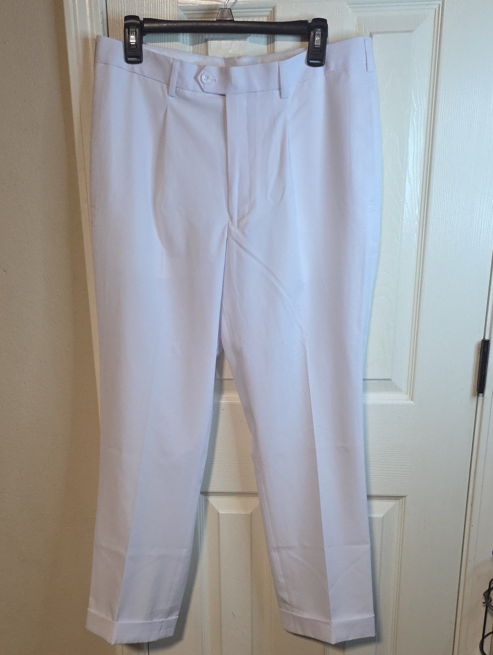 Men's White Dress Pants - Tailored Straight Leg